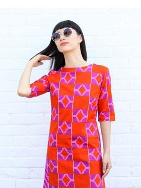 Osei Duro Vibrant Red & Pink Geometric Dress